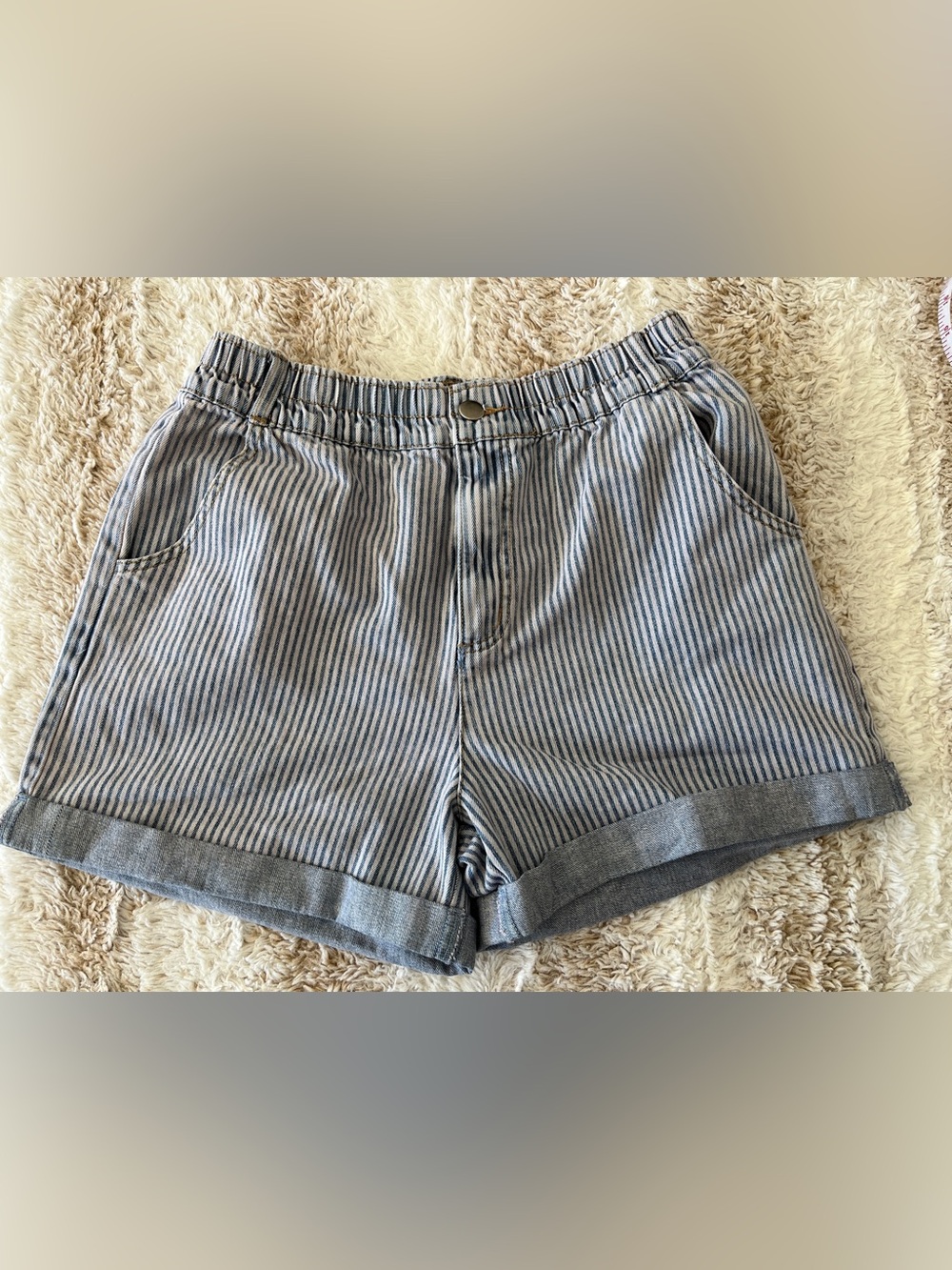 NWT easel Blue and White Striped Jean Shorts